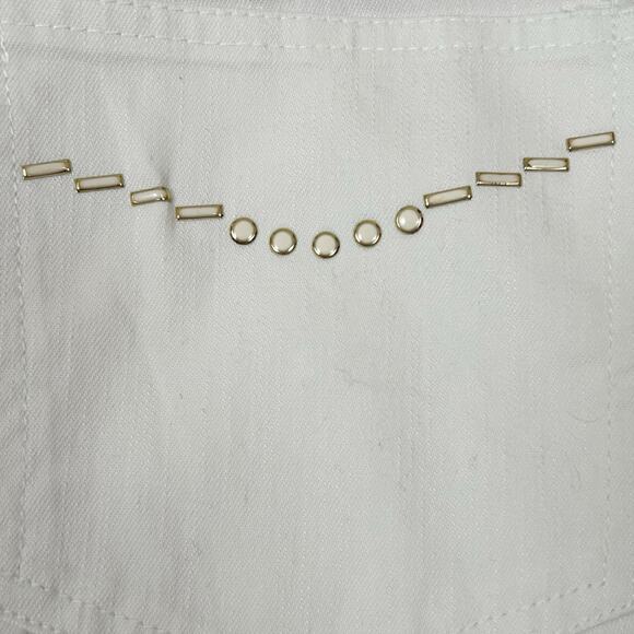 NEW D&Co Denim & Company White Cropped Jeans Embellished Pockets Size 24W - Picture 5 of 7